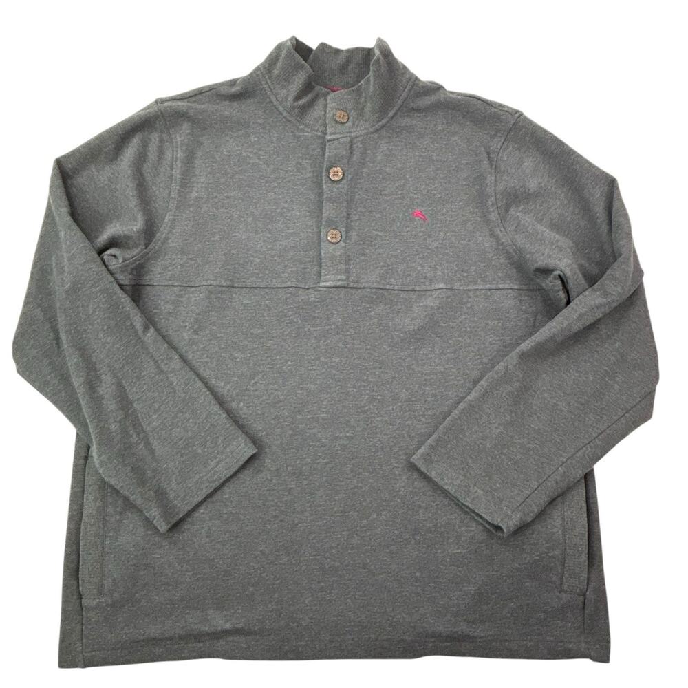 Tommy Bahama Men's XL Gray 1/4 Quarter Zip Mock Neck Pullover Jacket Sweatshirt - Picture 4 of 16